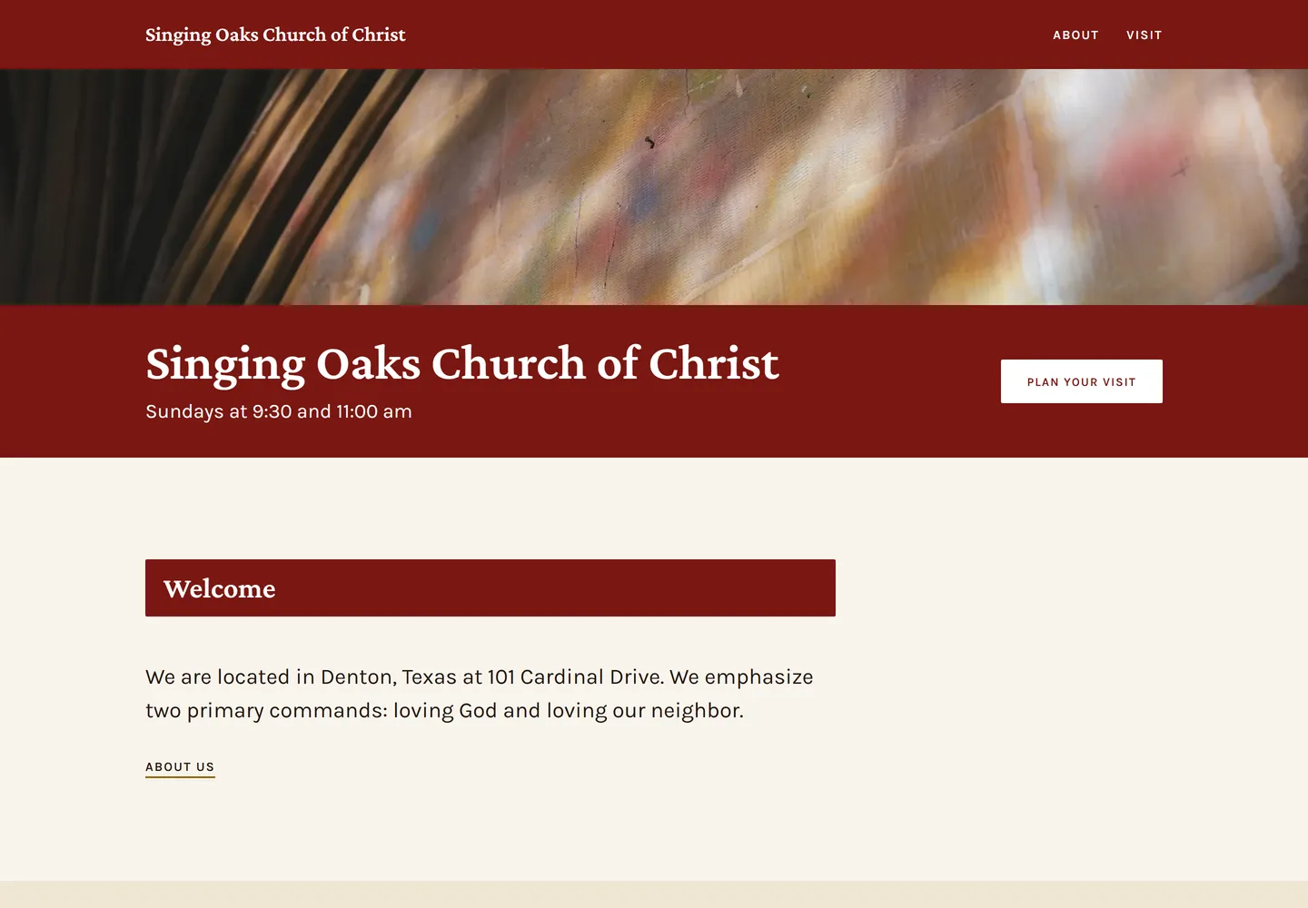 Banner Strip template on Singing Oaks Church of Christ
