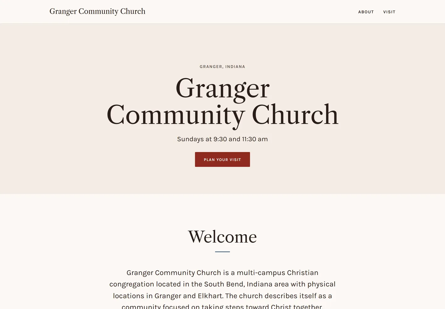 Granger Community Church - Centered Hero template