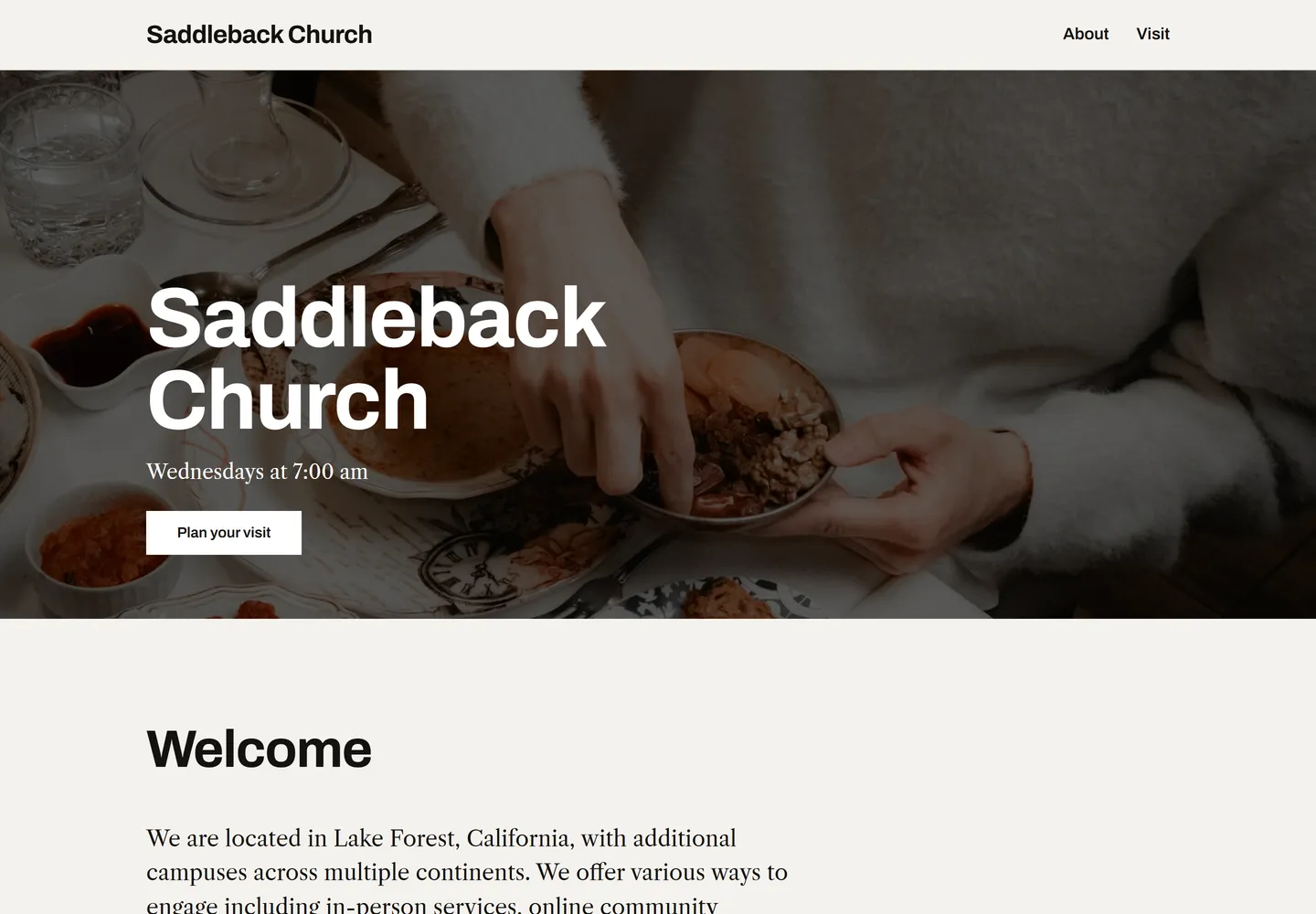 Gathering template on Saddleback Church